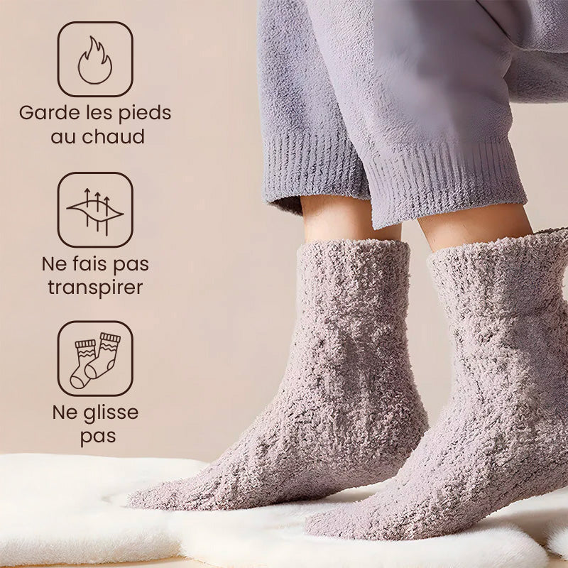 Wishstar Chaussettes Pilou Pilou Femme Cocooning Épaisses Antidérapantes - Taille Unique 35-42