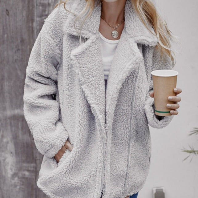 Veste Pilou-pilou Femme MOKBAY - Manteau D'hiver Zippé Sans Capuche, Doux Et élégant